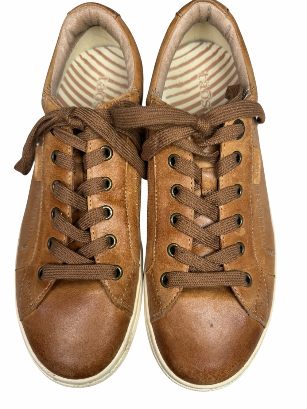 Taos Plim Soul Lux Sneakers Women’s Size 10.5 Leather Comfort Lace Up Caramel